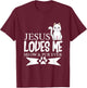 Jesus Loves Me Meow Shirt Christian Youth Gifts T-Shirt - T-Shirt | Maroon