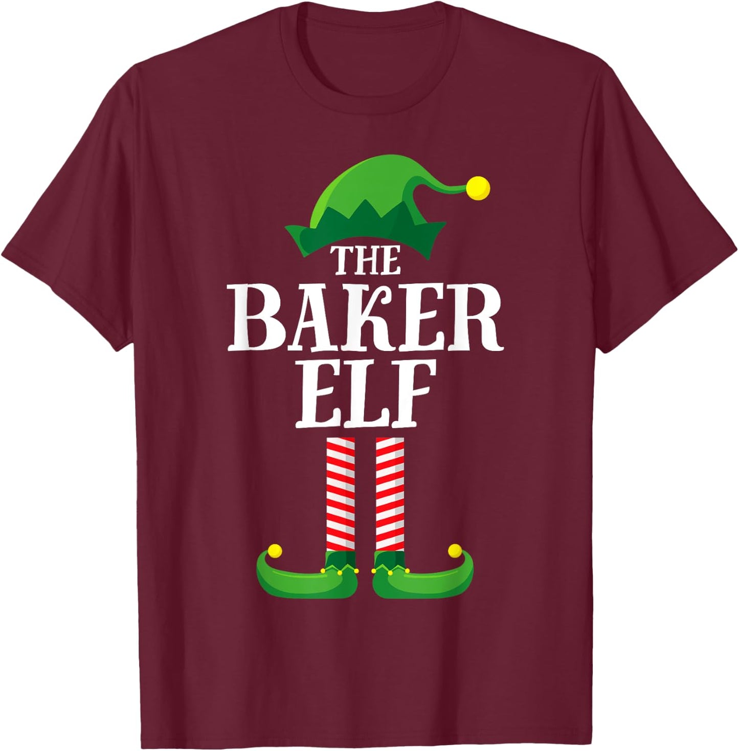 Baker Elf Matching Family Group Christmas Party Pyjamas T-Shirt - T-Shirt | Maroon