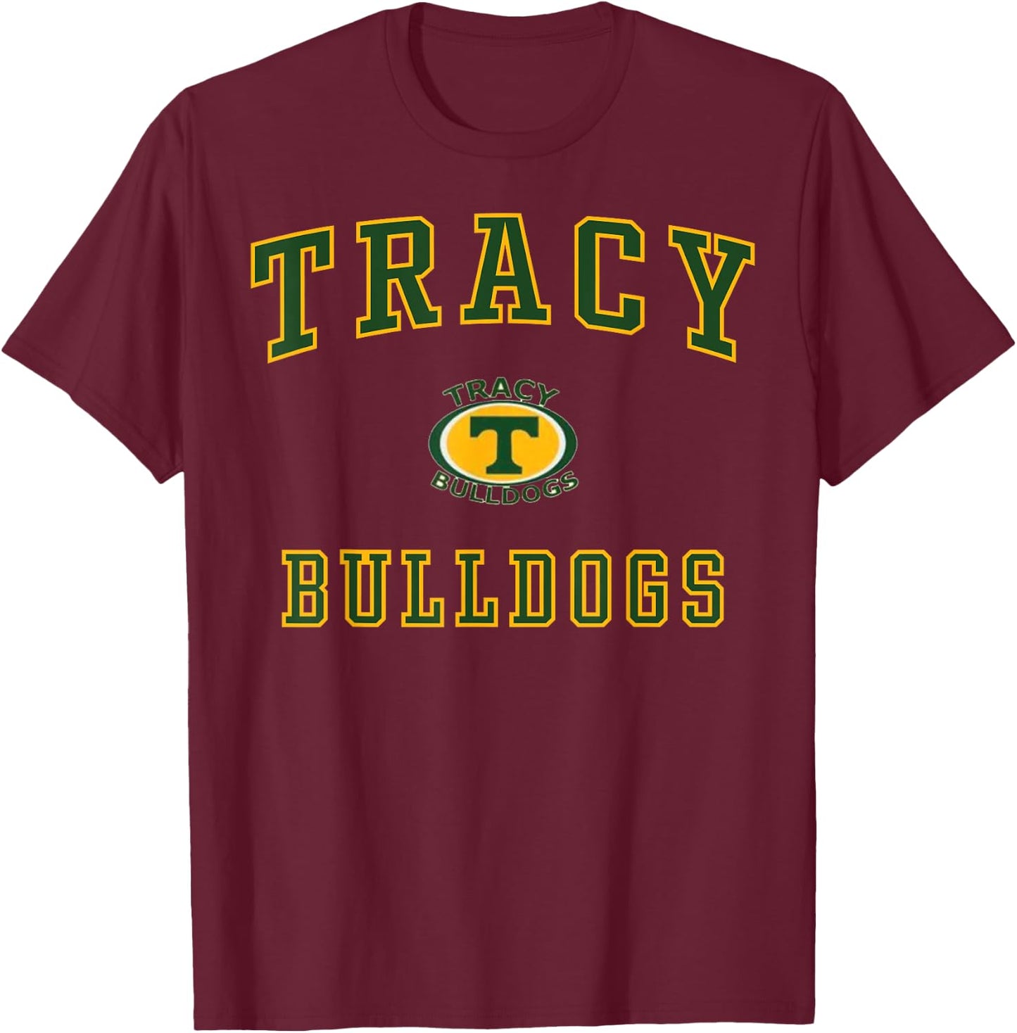 Tracy High School Bulldogs C1 T-Shirt - T-Shirt | Maroon