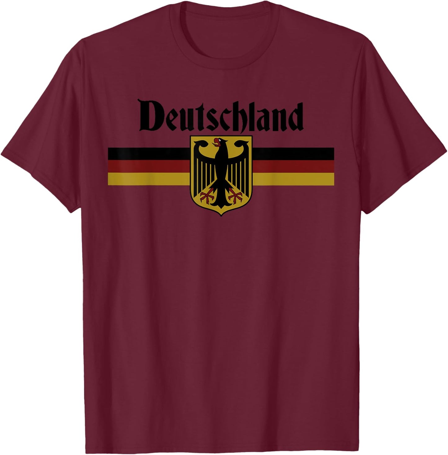DEUTSCHLAND German Flag Eagle Coat of Arms Banner Vintage T-Shirt - T-Shirt | Maroon