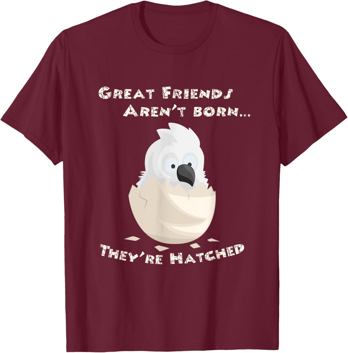 Umbrella Cockatoo Friends Hatched T-Shirt - T-Shirt | Maroon