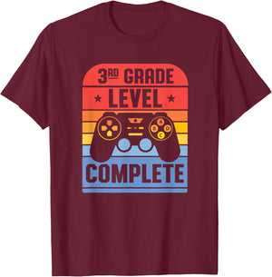 3rd Grade Level Complete Graduation Gamer Last Day Of School T-Shirt - T-Shirt | Maroon