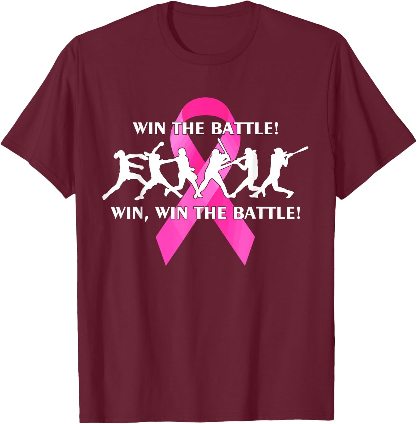 Win the Battle FastPitch Softball Breast Cancer T-Shirt - T-Shirt | Maroon
