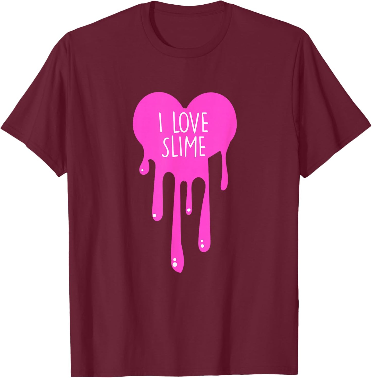 I love Slime DIY Slime Lovers Heart for Slime Queens T-Shirt - T-Shirt | Maroon