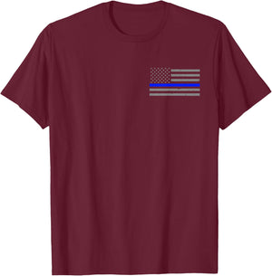 Police Sergeant with Thin Blue Line Flag T-Shirt - T-Shirt | Maroon