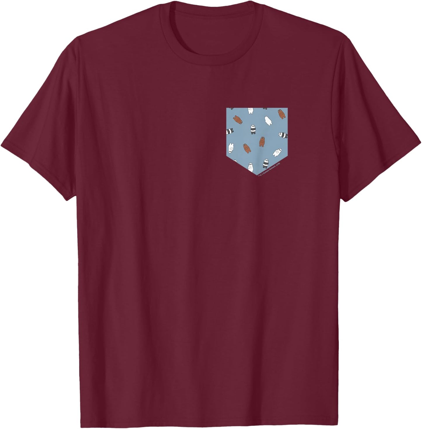 We Bare Bears Pocket Print T-Shirt - T-Shirt | Maroon