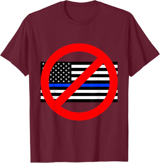 Circle Sky Anti Police State , Men's Black Cotton Blend Short Sleeve Classic Fit , Small T-Shirt - T-Shirt | Maroon