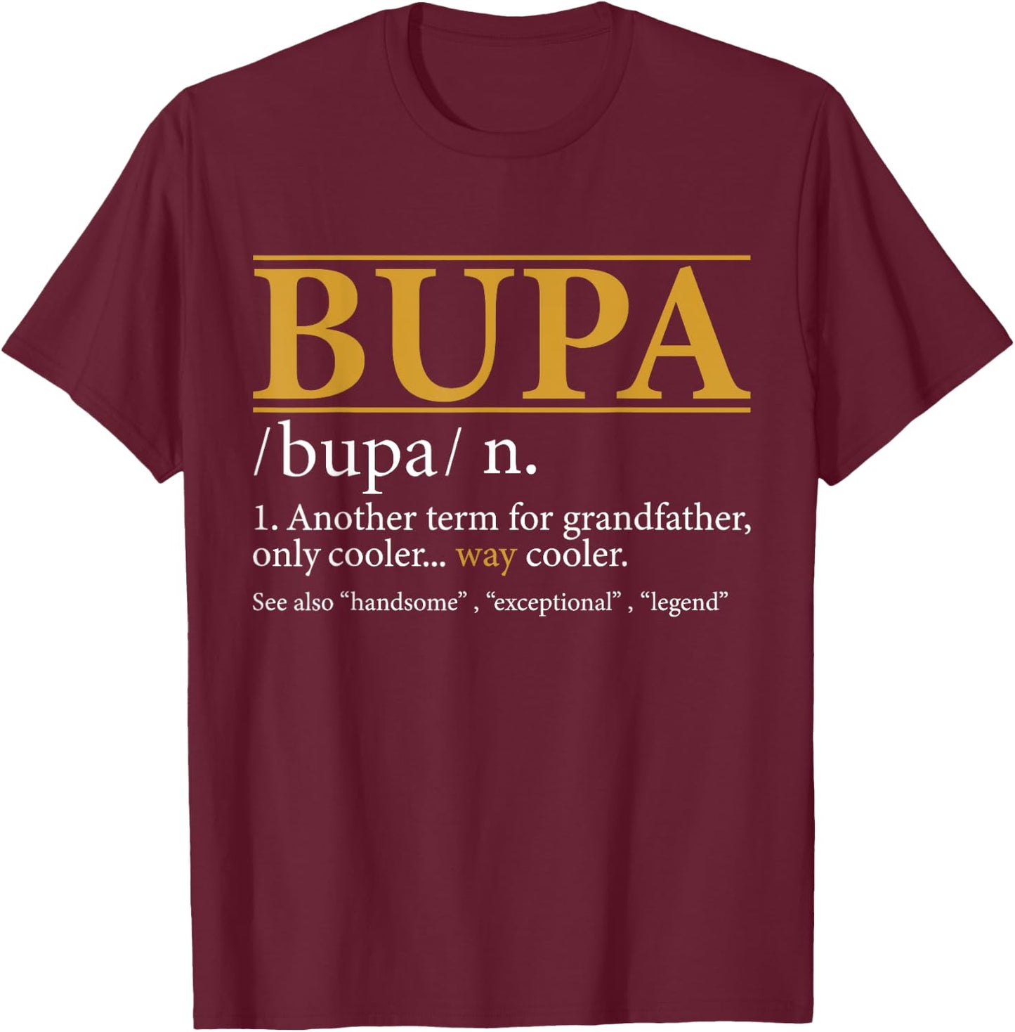 Funny BUPA definition Fathers day gift Grandpa gift T-Shirt - T-Shirt | Maroon