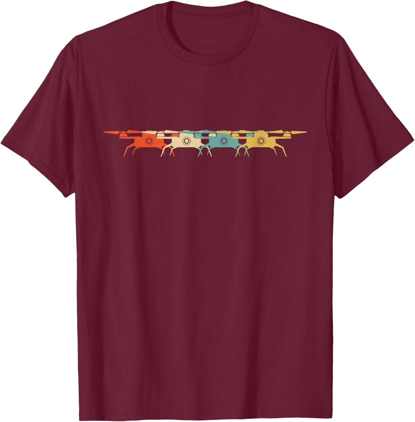 Drone Retro Flying Quadcopter T-Shirt - T-Shirt | Maroon