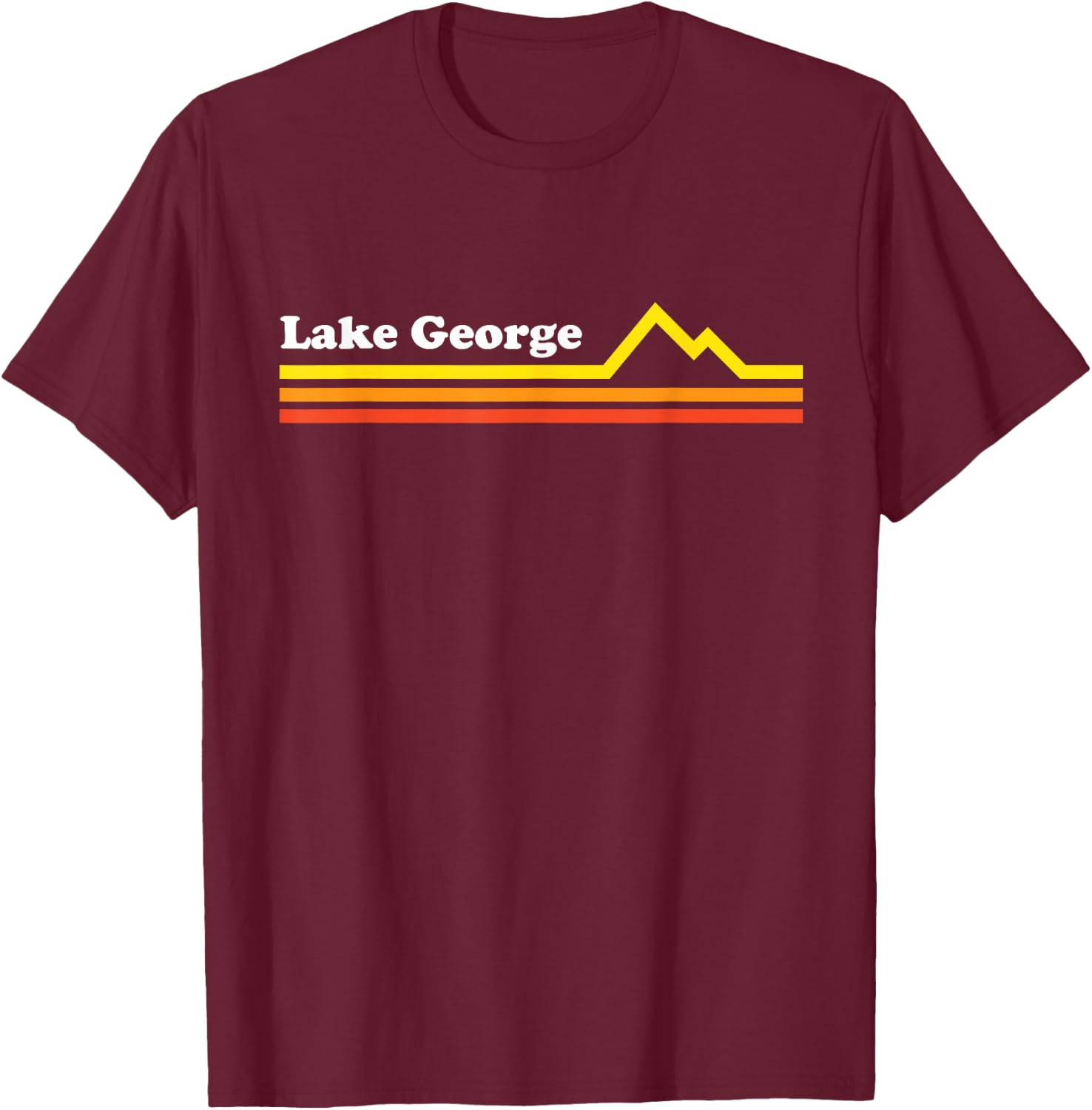 Lake George NY Adirondacks Retro Vintage Style Mountains T-Shirt - T-Shirt | Maroon