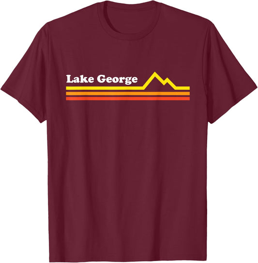 Lake George NY Adirondacks Retro Vintage Style Mountains T-Shirt - T-Shirt | Maroon