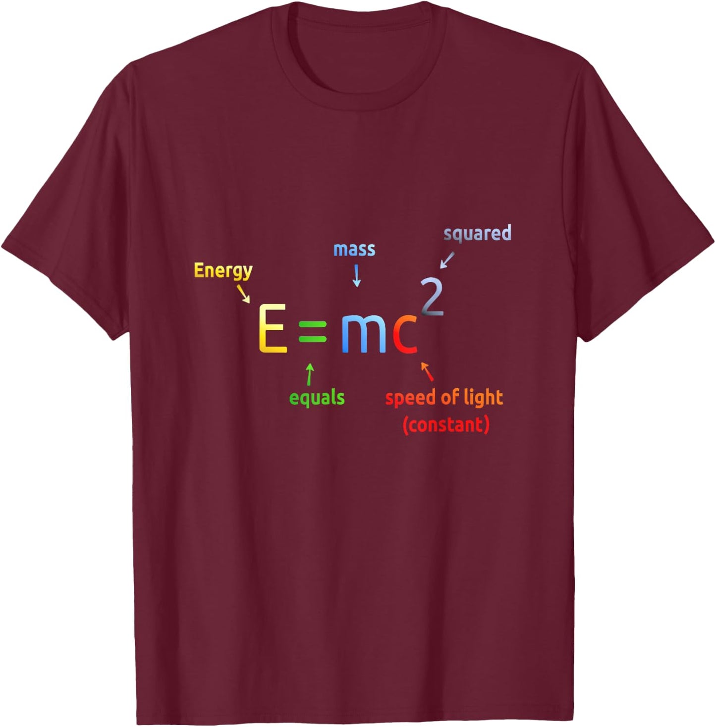 E Equals M C Squared E=MC2 Science Equation T-Shirt - T-Shirt | Maroon