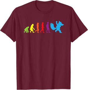 Furry Shirt Human Evolution Fursona Women Men Kids Shirts T-Shirt - T-Shirt | Maroon