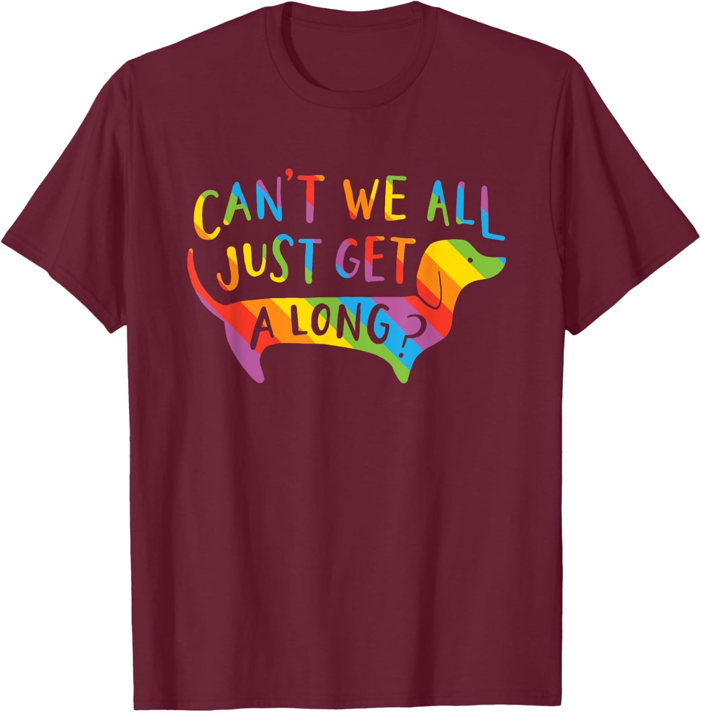 Gay Pride Dachshund Dog Shirt T-Shirt - T-Shirt | Maroon