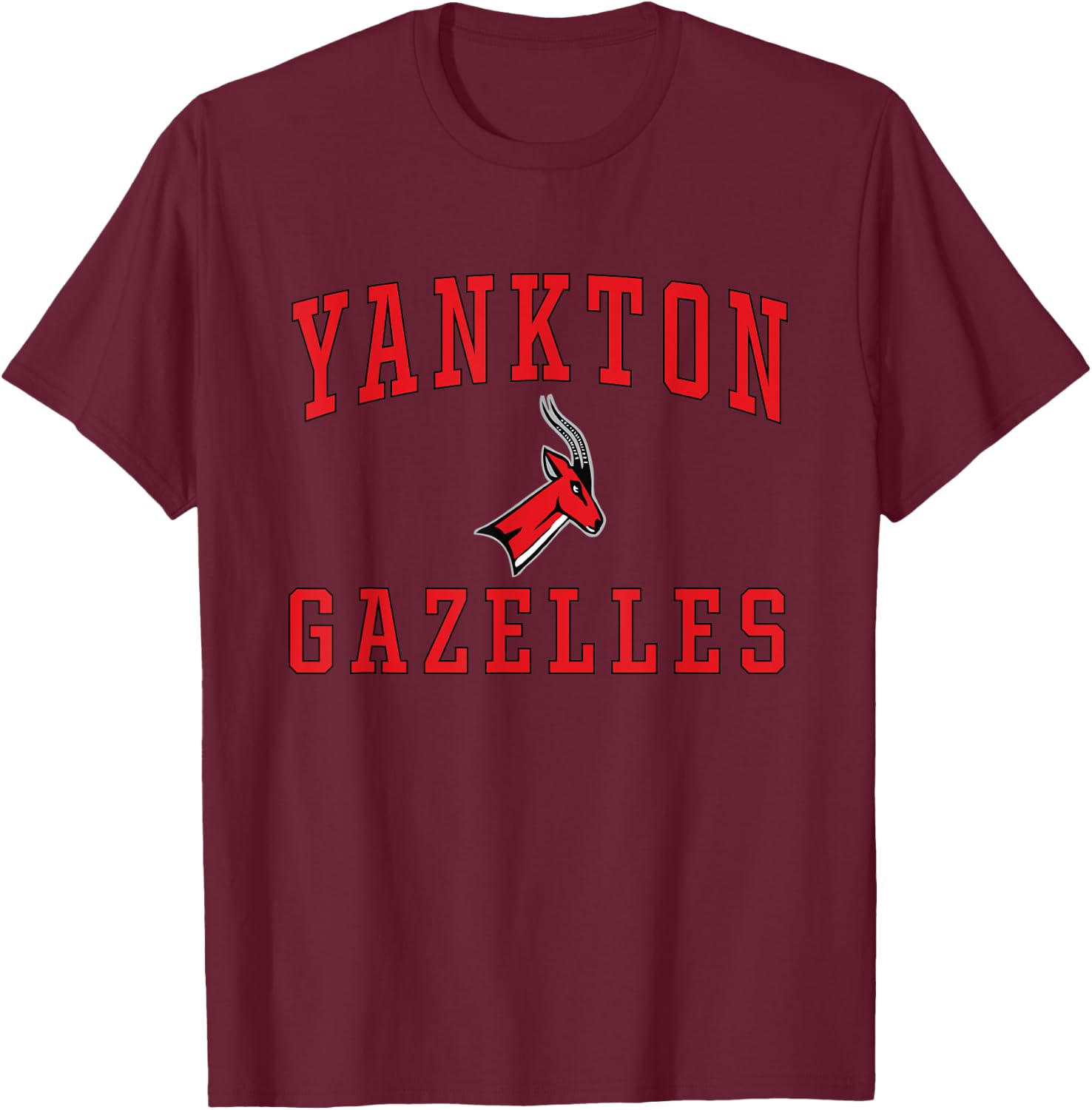 Yankton High School Gazelles C1 T-Shirt - T-Shirt | Maroon