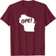 Ope Wisconsin State Outline Silhouette Wholesome Funny T-Shirt - T-Shirt | Maroon