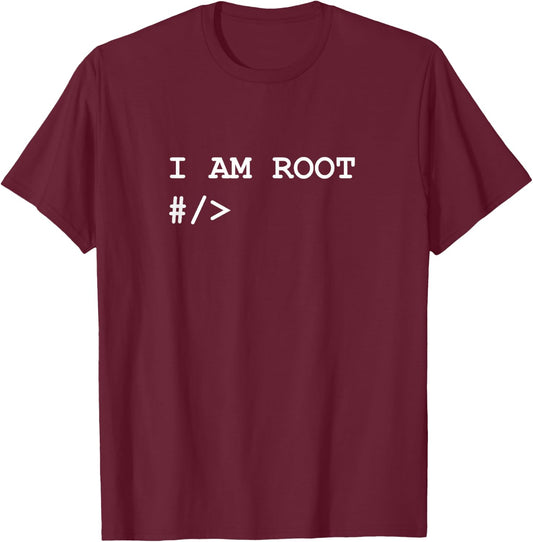 Linux Unix Terminal I Am Root Nerd Geek Sysadmin Programmer T-Shirt - T-Shirt | Maroon
