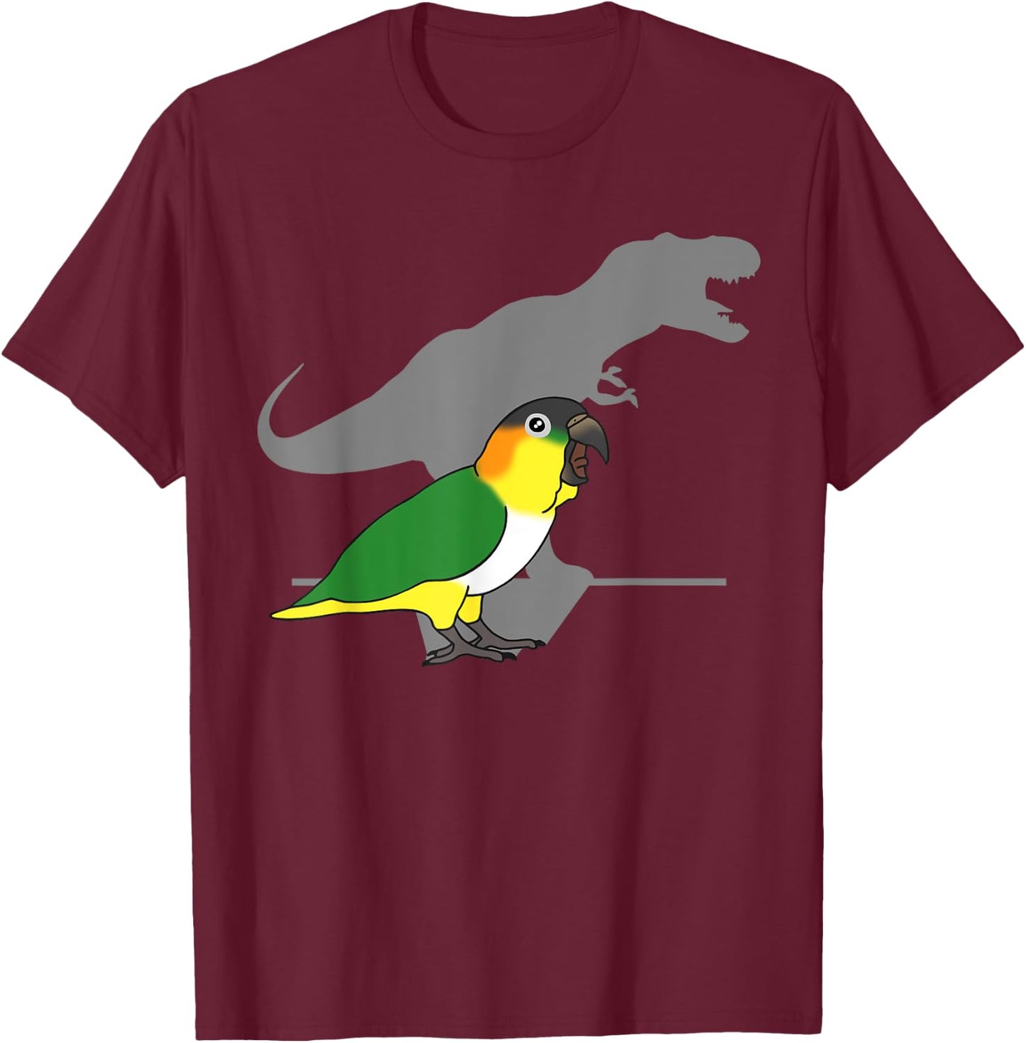 Funny Dinosaur Parrot, Birb memes, Black headed caique T-rex T-Shirt - T-Shirt | Maroon