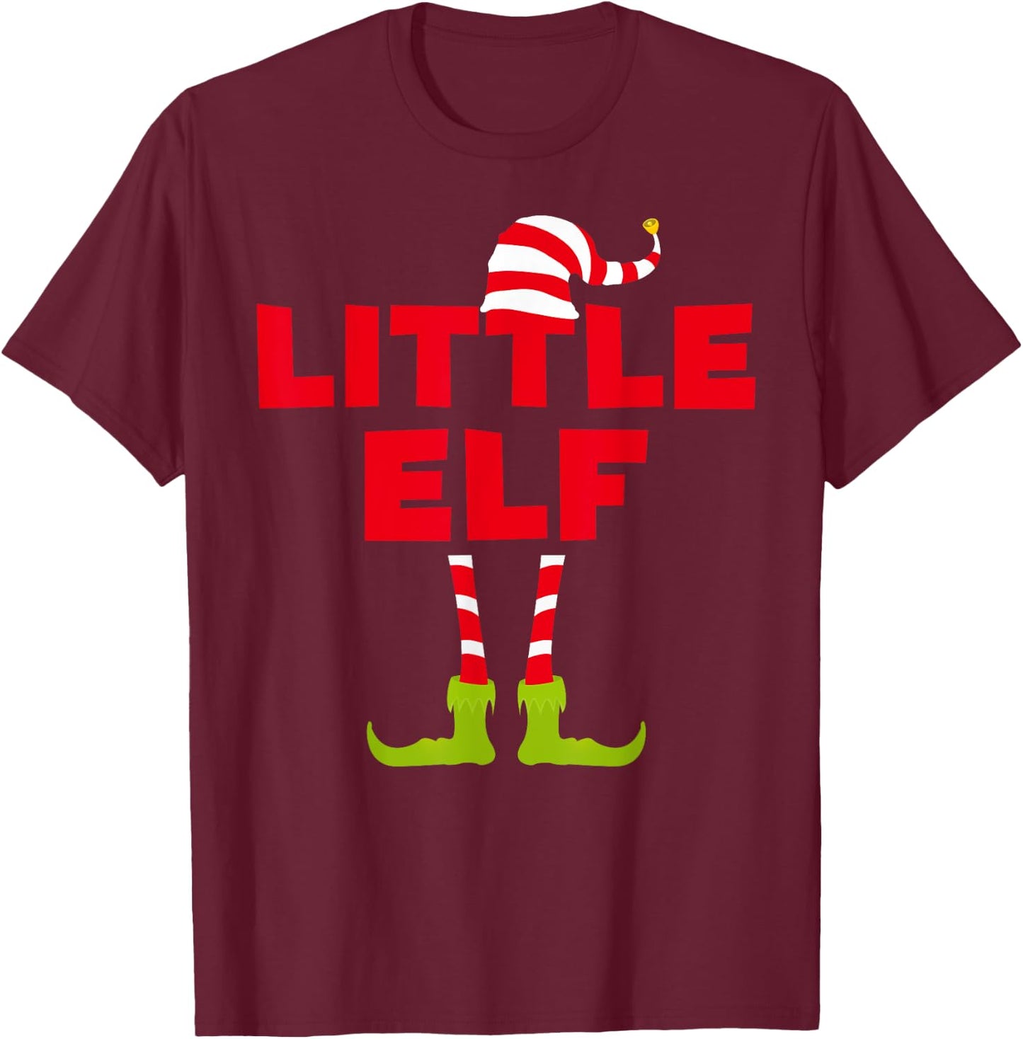 Little Elf Funny Matching Christmas Elf Shirt T-Shirt - T-Shirt | Maroon