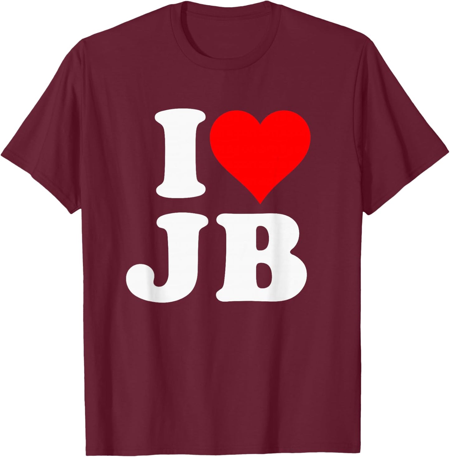 I Love JB Heart Gift T-Shirt - T-Shirt | Maroon
