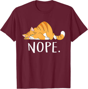Nope Not Today Lazy Cat Funny Meme T-Shirt - T-Shirt | Maroon