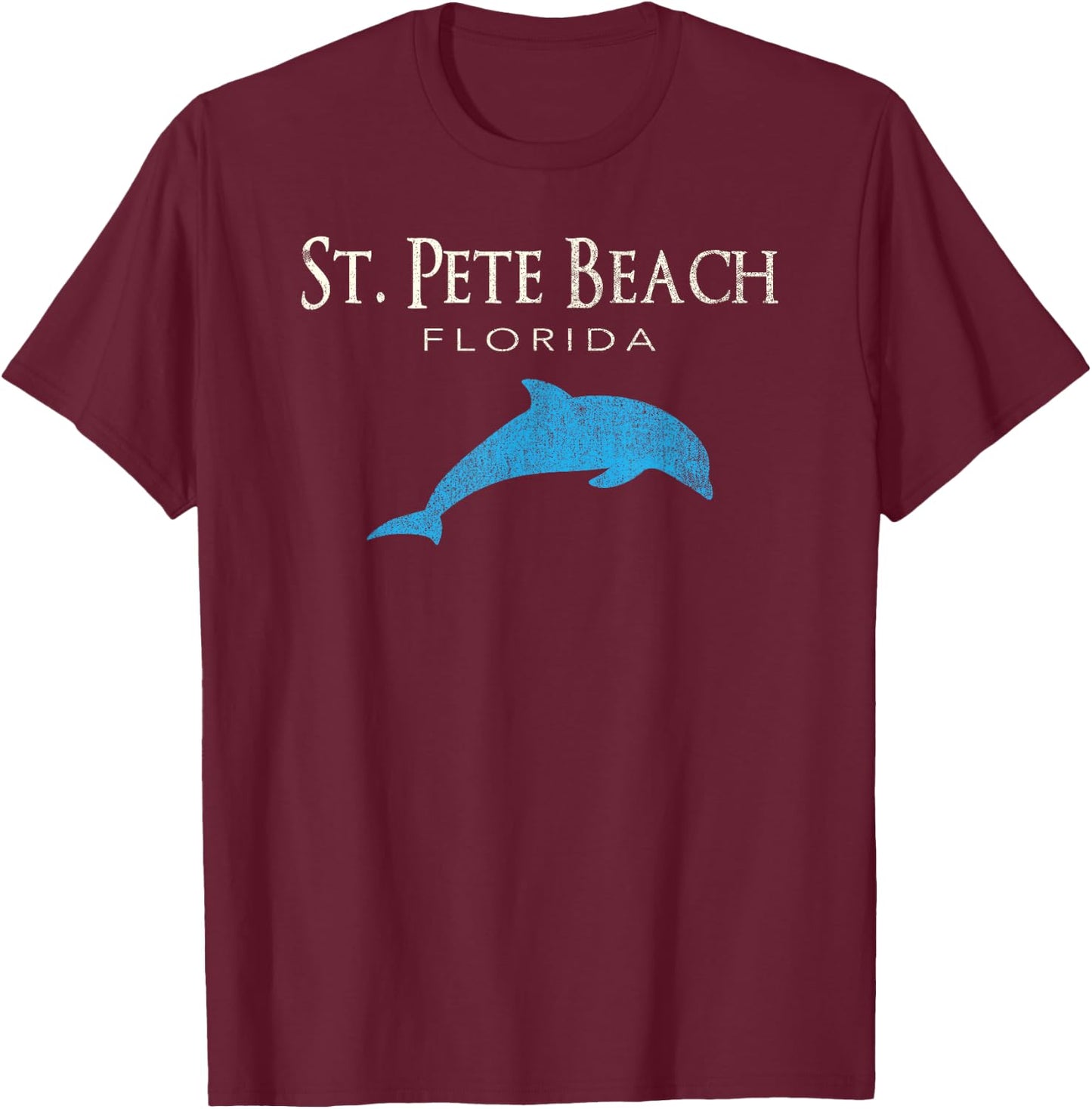 Vintage St. Pete Beach FL Dolphin T Shirt T-Shirt - T-Shirt | Maroon