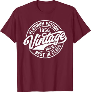Born in 1956 Platinum Edition Simple Vintage Birthday Gifts T-Shirt - T-Shirt | Maroon