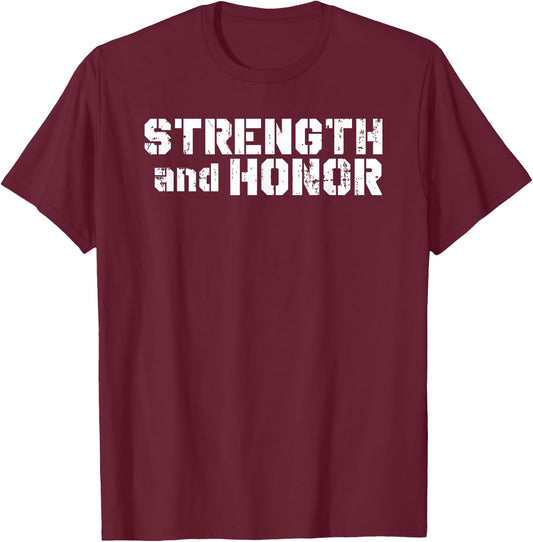 Elite Workout Fitness Collections Strength And Honor Fitness Exercise For Winners - Black, , Short Sleeve, Modern, Letter Print T-Shirt - T-Shirt | Maroon