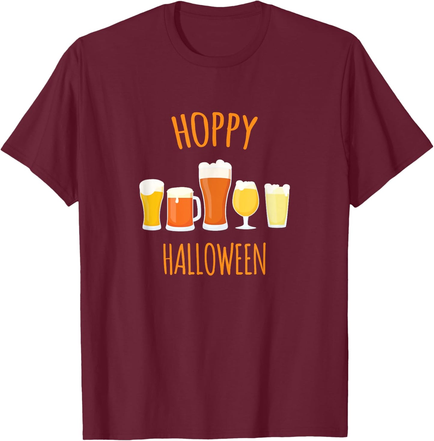 Hoppy Halloween - Funny Halloween Beer Drinking Gift T-Shirt - T-Shirt | Maroon