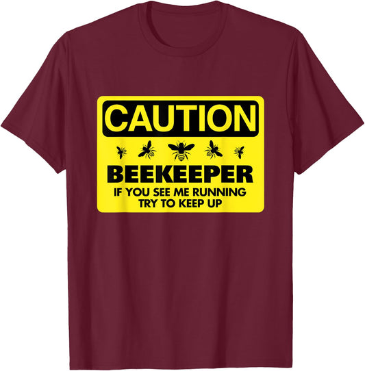 Beekeeper Beekeeping Shirt If You See Me Running T-Shirt - T-Shirt | Maroon