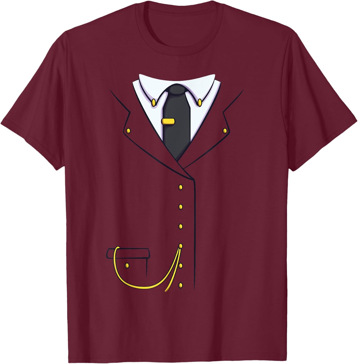 Train Conductor Costume for Halloween Cosplay T-Shirt - T-Shirt | Maroon
