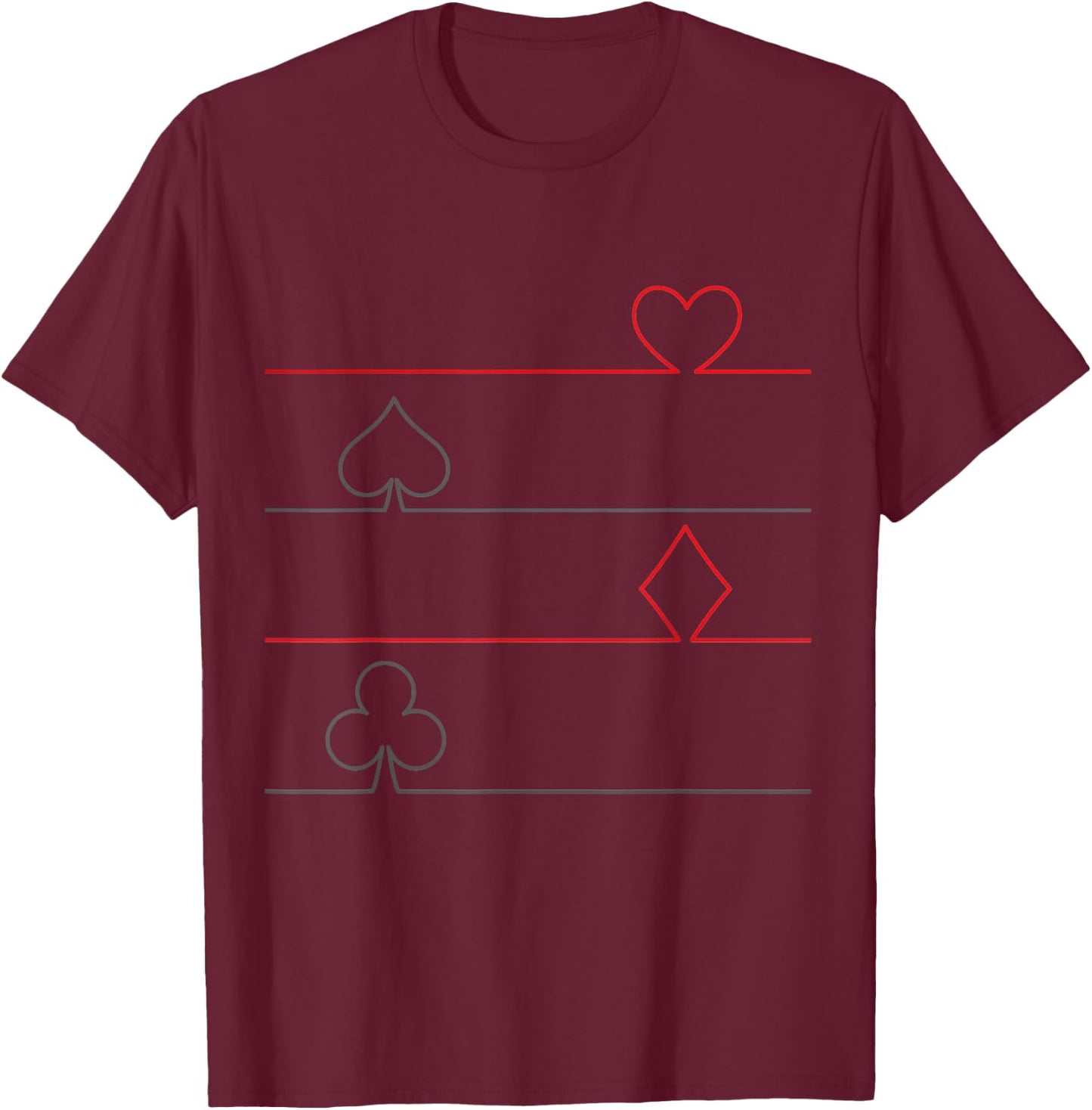 Playing Cards Design Funny Apparel Spade Clubs Hearts T-Shirt - T-Shirt | Maroon