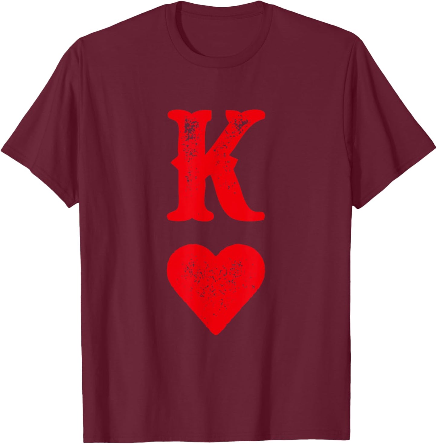 King Of Hearts Playing Card Funny Man Matching T-Shirt - T-Shirt | Maroon