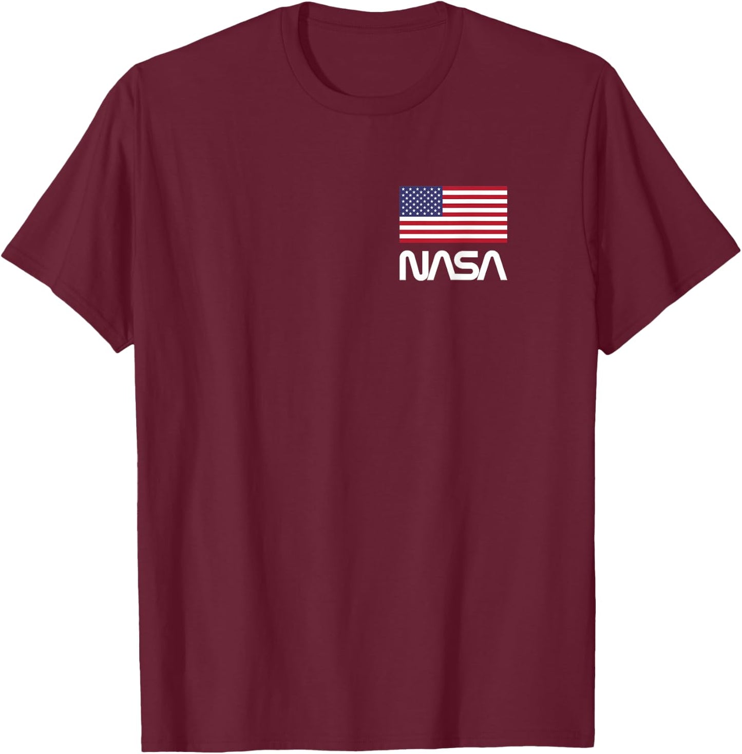 NASA Retro Logo T Shirt with American Flag T-Shirt - T-Shirt | Maroon