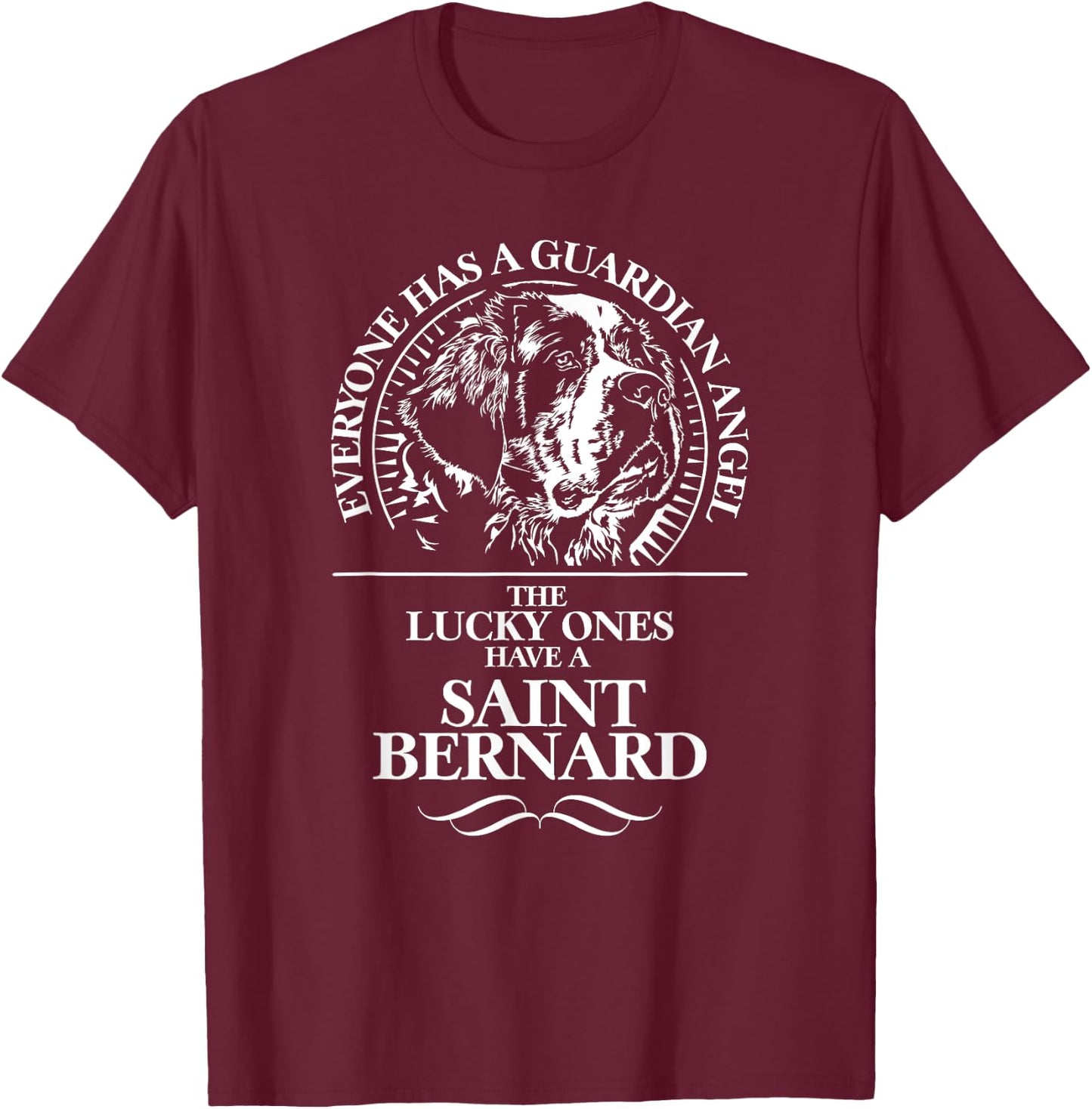 Proud Saint Bernard Guardian Angel Shirt dog Women Kids T-Shirt - T-Shirt | Maroon