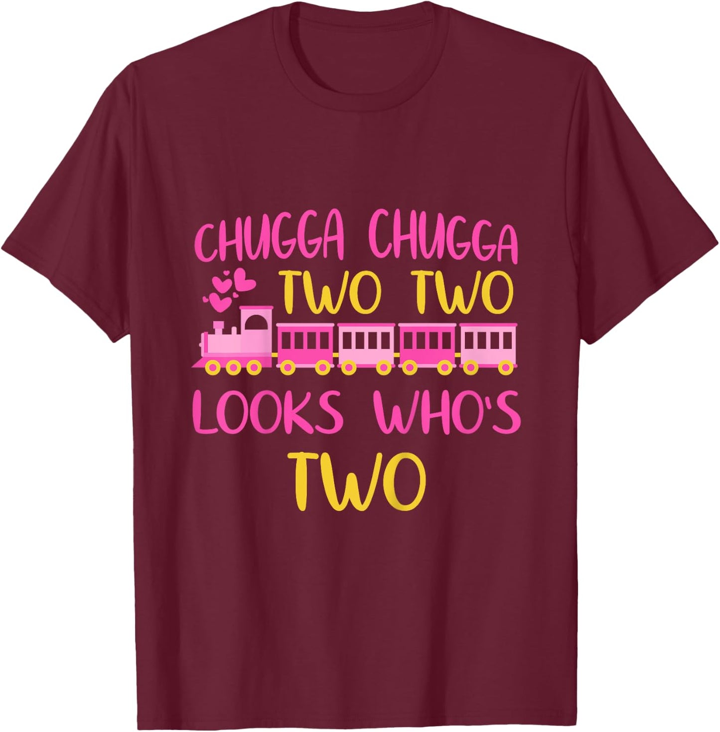 Chugga Chugga Two Two Kids Birthday Shirt Train Birthday T-Shirt - T-Shirt | Maroon