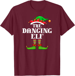Dancing Elf Matching Family Group Christmas Party Pyjamas T-Shirt - T-Shirt | Maroon