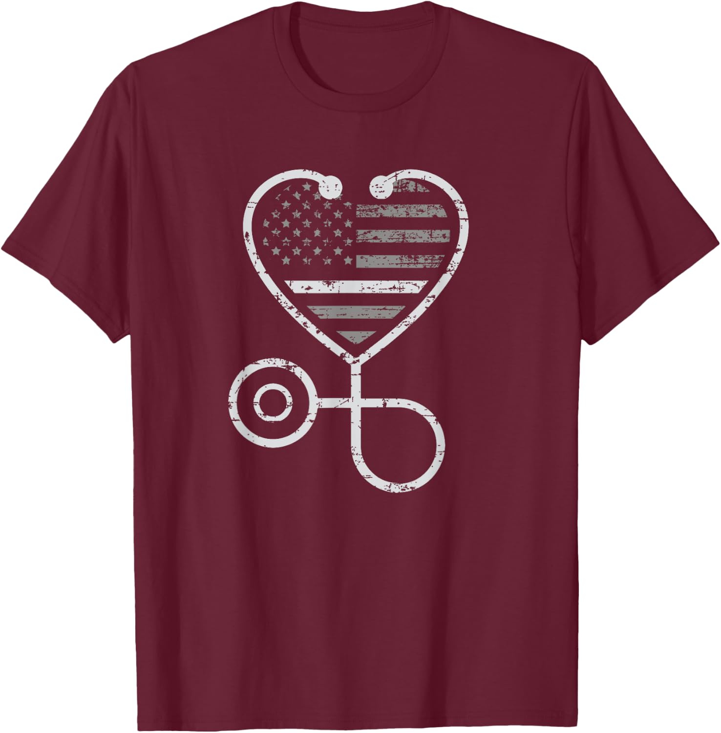 Corrections Nurse Thin Grey Line Heart Flag T-Shirt - T-Shirt | Maroon
