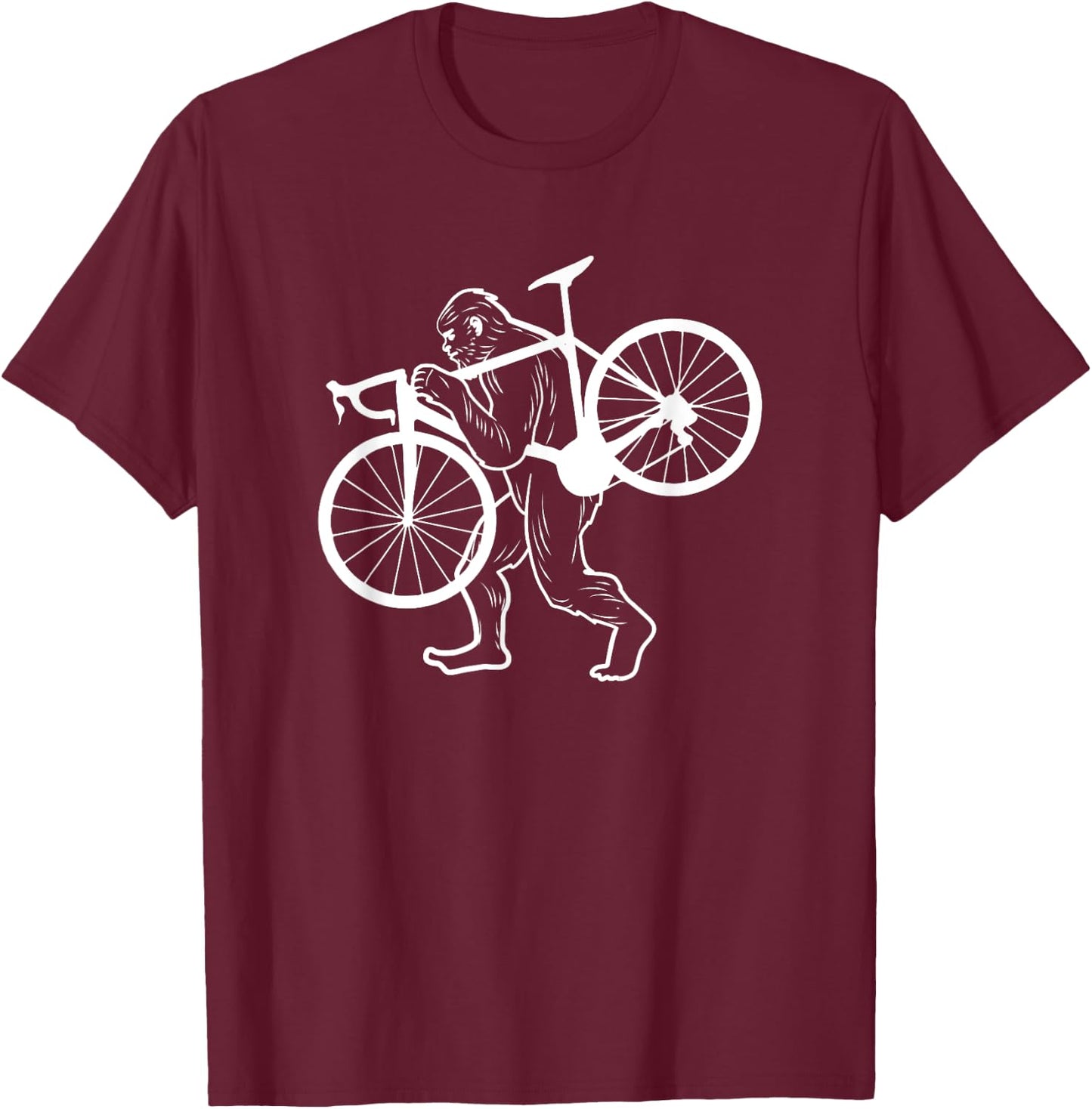 Funny Sasquatch Cyclocross Cross is Coming in White AAY014 T-Shirt - T-Shirt | Maroon