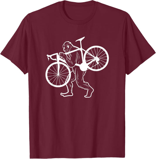Funny Sasquatch Cyclocross Cross is Coming in White AAY014 T-Shirt - T-Shirt | Maroon