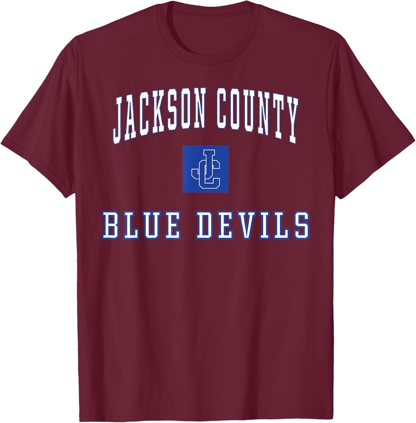 Jackson County High School Blue Devils C1 T-Shirt - T-Shirt | Maroon