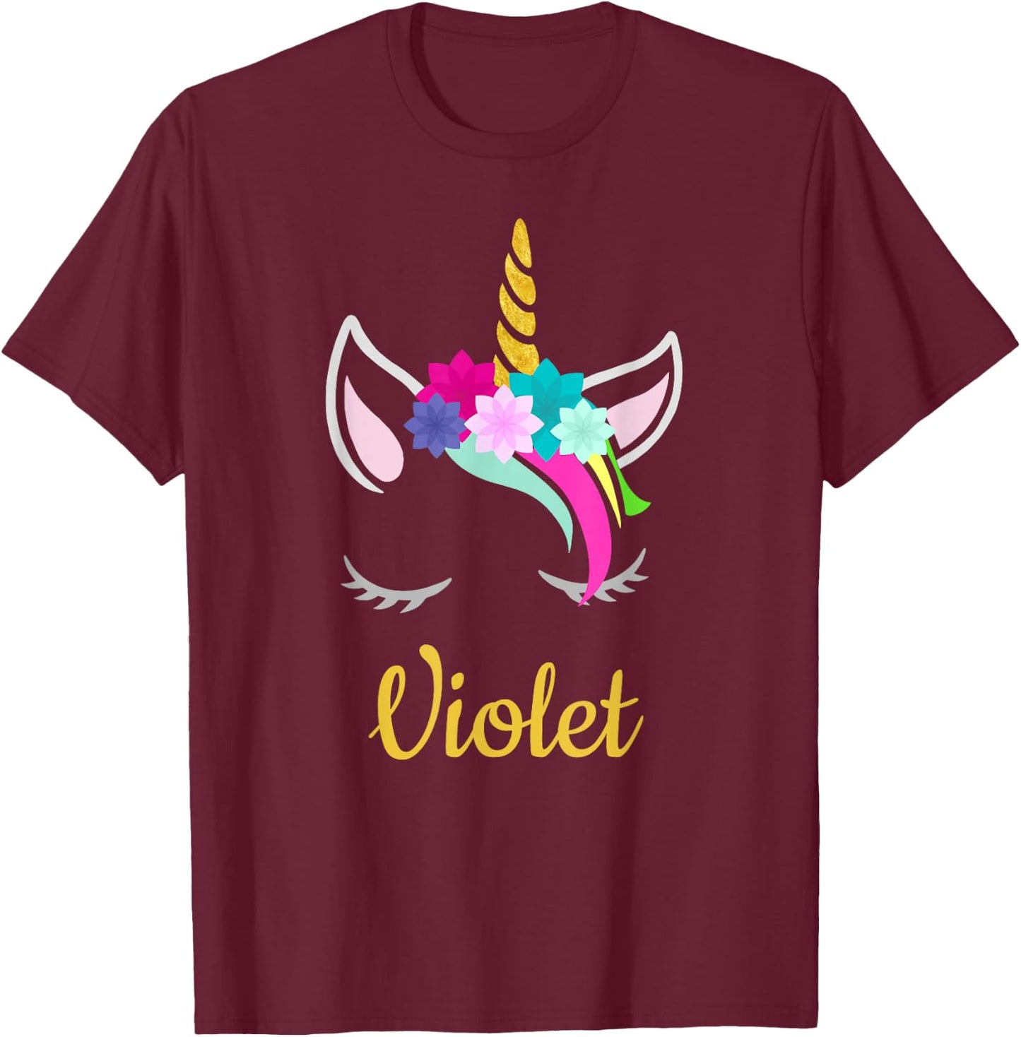 Violet Unicorn Name Shirt for Violet T-Shirt - T-Shirt | Maroon