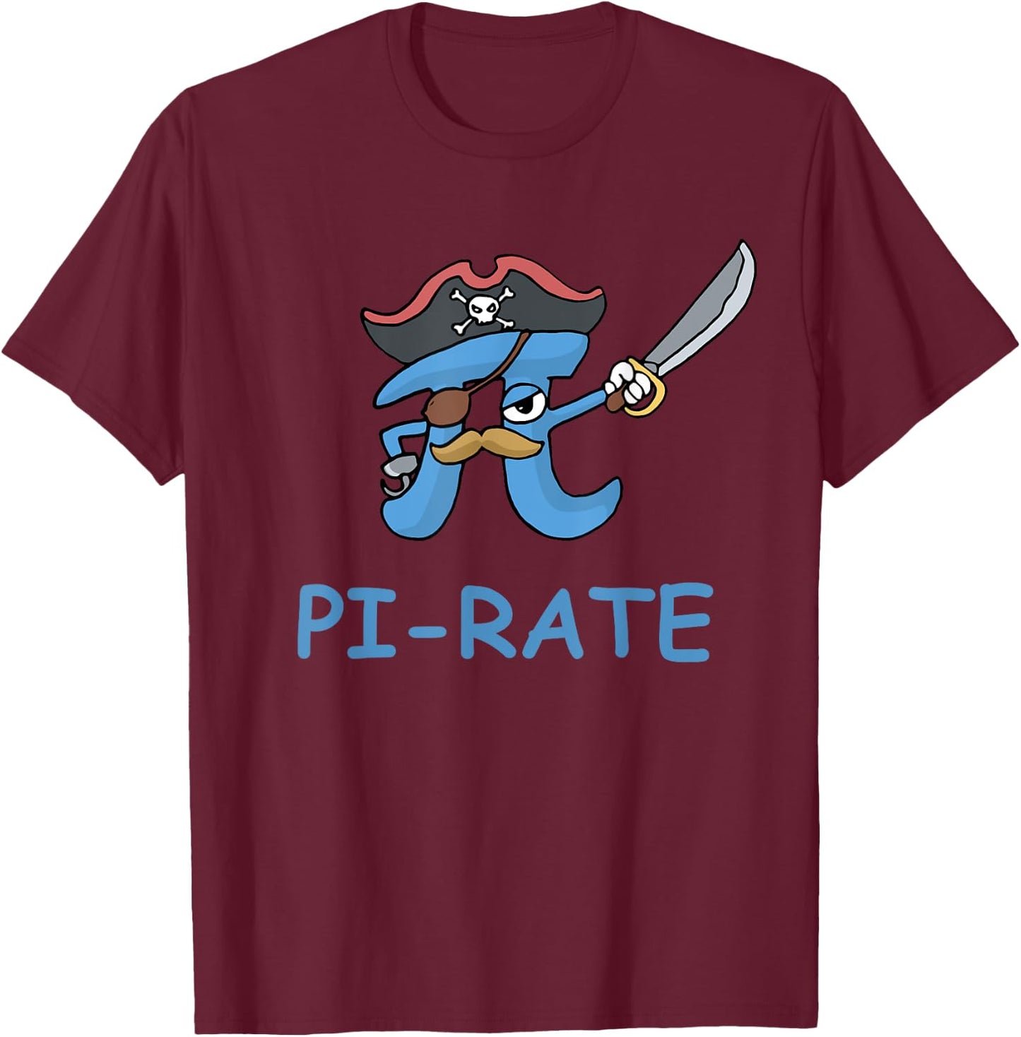 Pi Rate Funny Pi Pirate T-Shirt - T-Shirt | Maroon