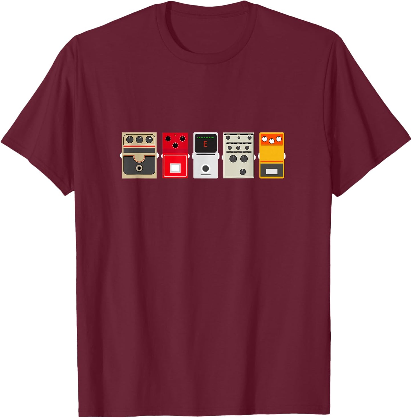 Guitar Effects Pedal/Stomp Box Rock T Shirt T-Shirt - T-Shirt | Maroon