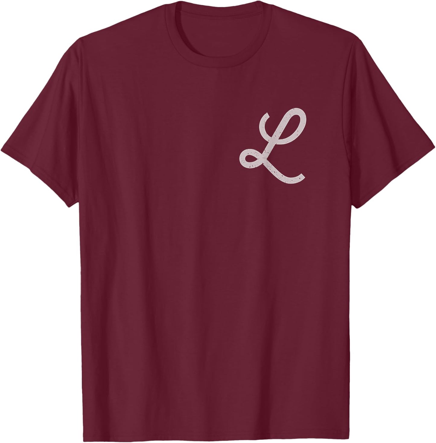 Vintage Distressed Letter L | Initial | Monogram T-Shirt - T-Shirt | Maroon