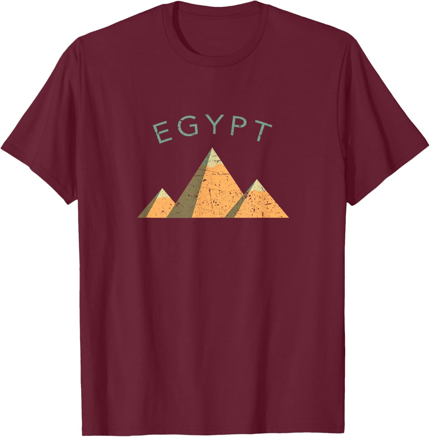 Egypt Pyramids Giza Cairo Distressed Style T-Shirt - T-Shirt | Maroon