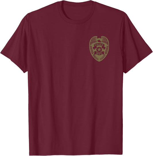 Police Costume for Kids Youth Adults Badge Sheriff T Shirt T-Shirt - T-Shirt | Maroon