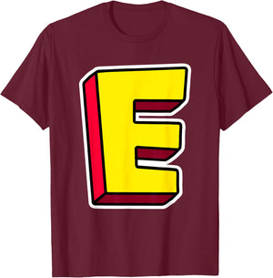 Letter E Funny Matching Halloween Costume Funny Halloween T-Shirt - T-Shirt | Maroon