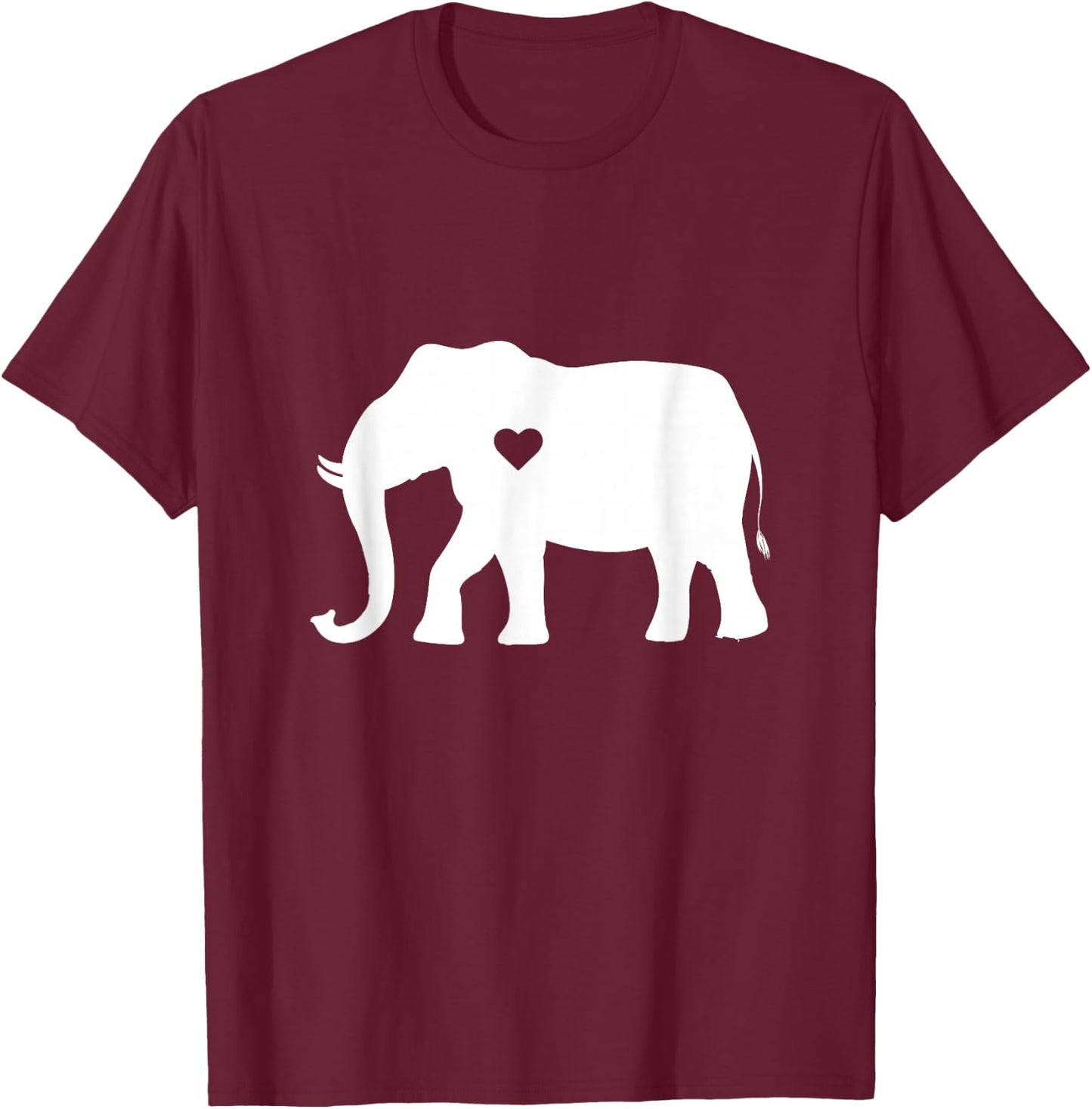 Love Elephant Heart Silhouette Gift T-Shirt - T-Shirt | Maroon