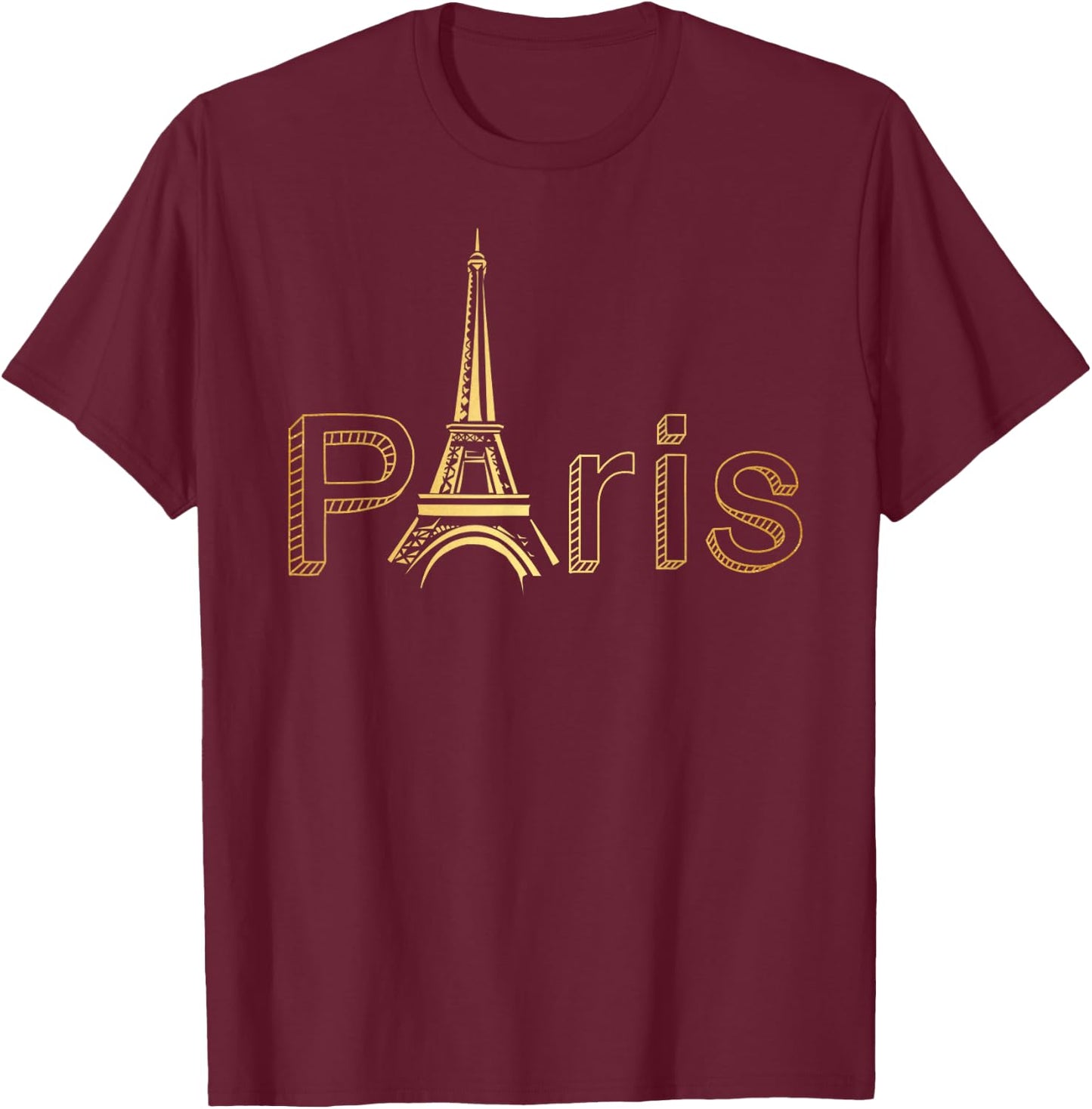 Paris Gold Tour Eiffel Funny Party Gift T-Shirt - T-Shirt | Maroon